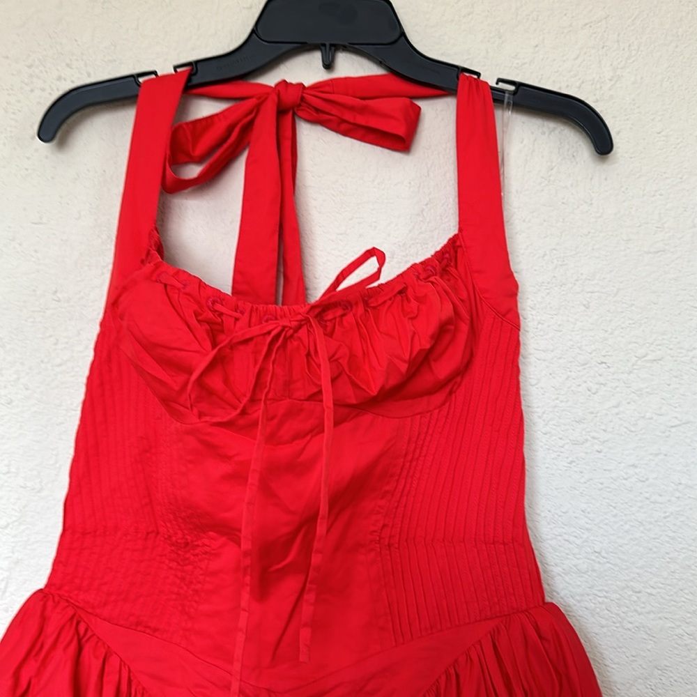 HOUSE OF CB 'Adabella' Italian Tomato‎ Cotton Halter Sundress NWOT size L - Picture 12 of 12